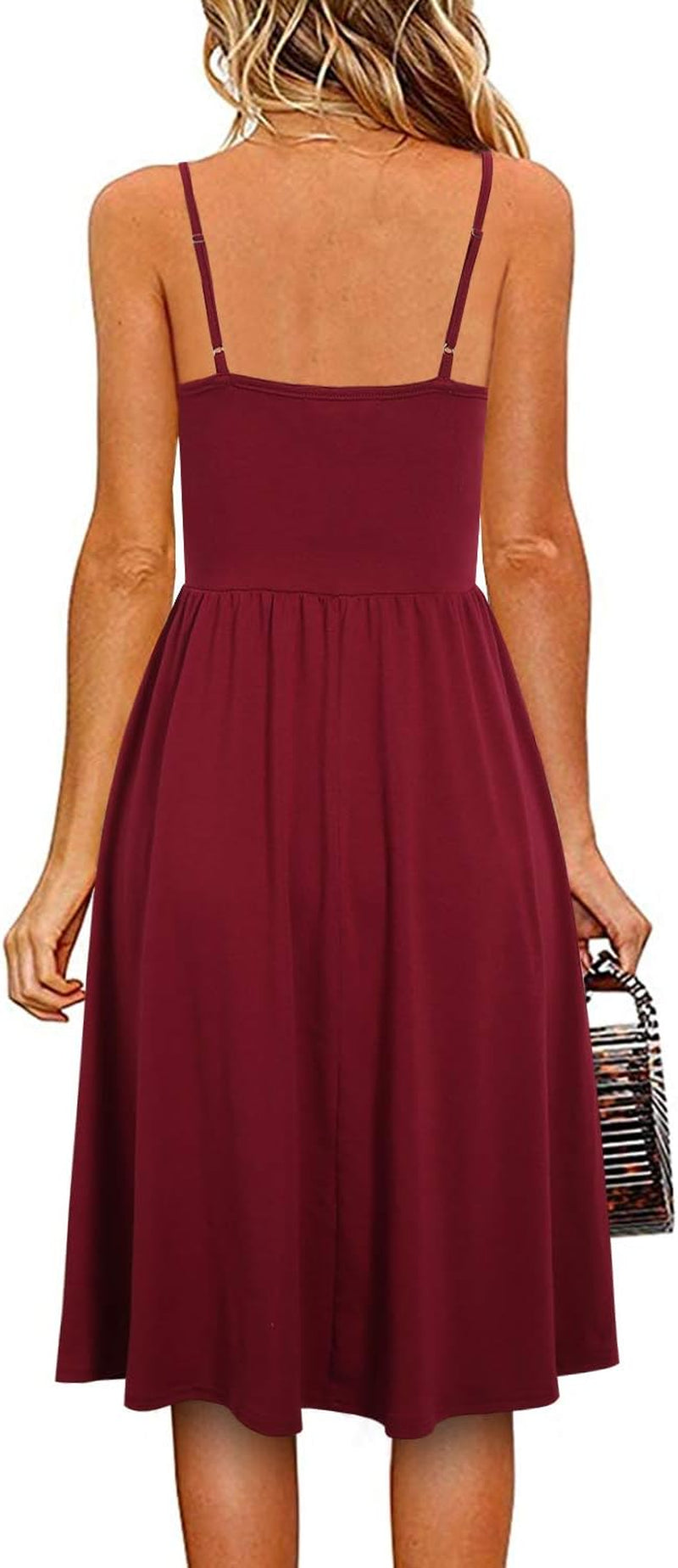 Sleeveless Cotton Summer Beach Dress Spaghetti Strap with Pockets