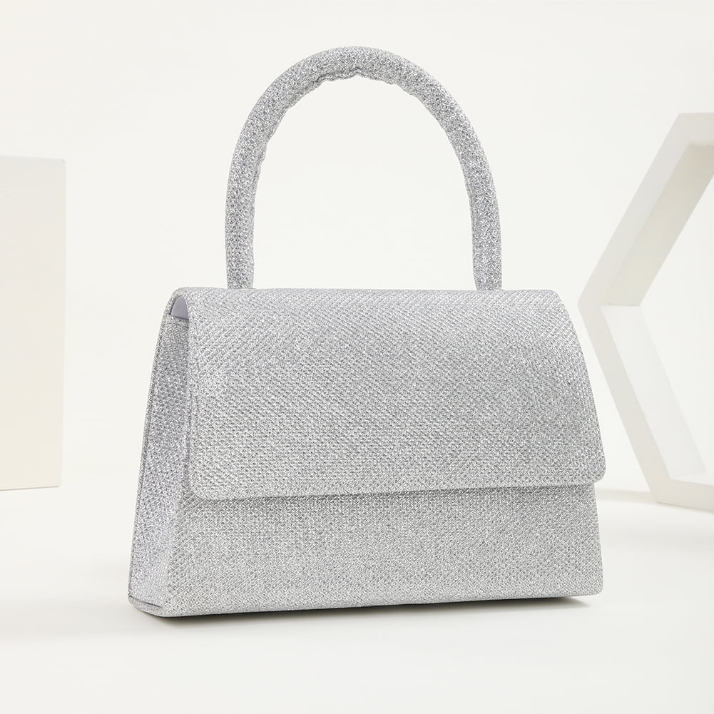 Mini Evening Bag Sequins Shoulder Clutch Handbag (Silver)