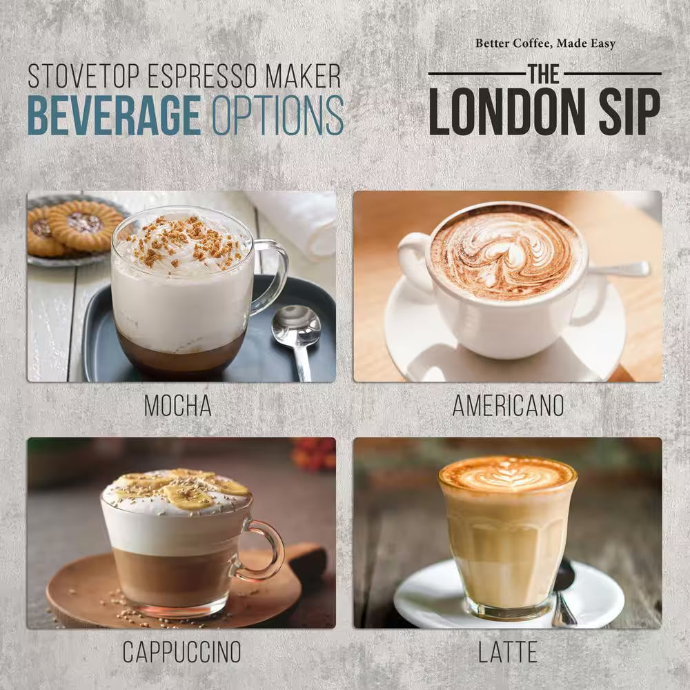 London Sip Stovetop Espresso Maker, Copper, 6-Cup