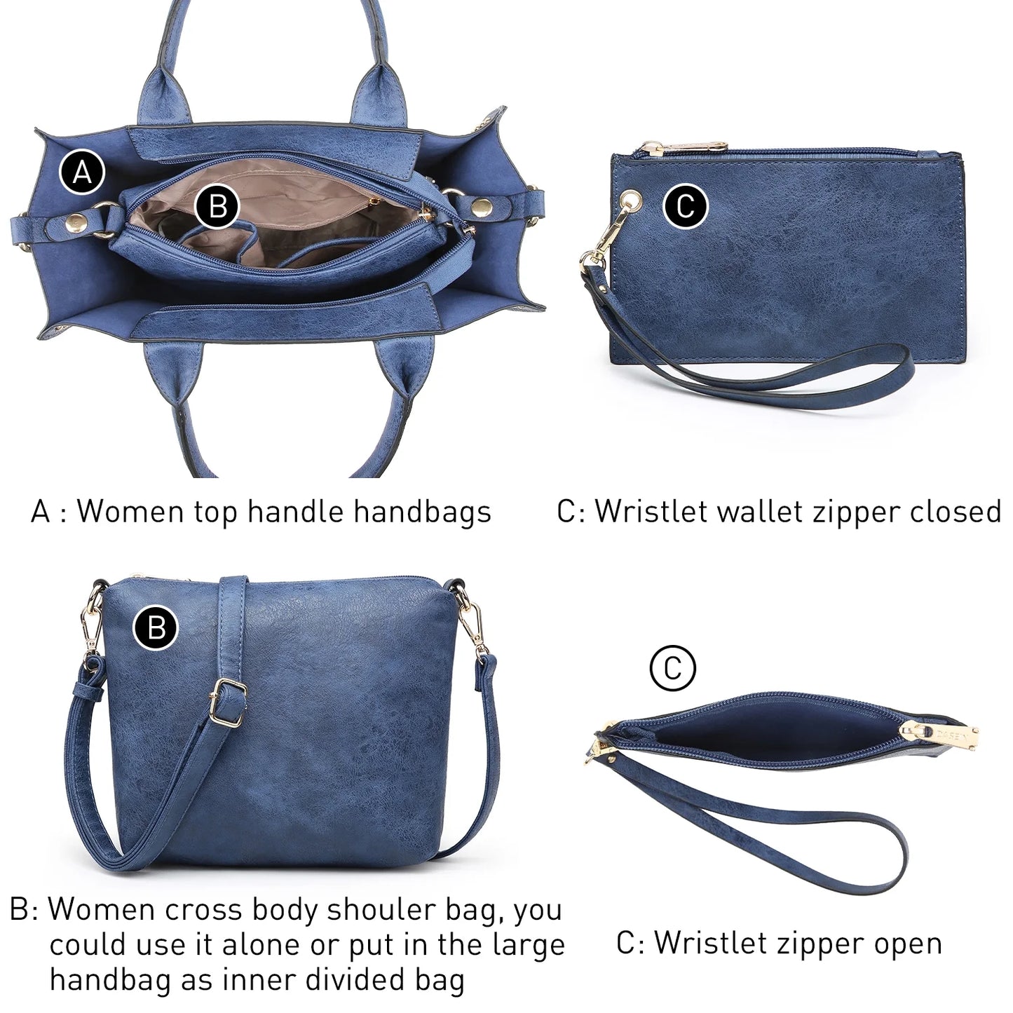 3Pcs Shoulder Tote Bag for Ladies
