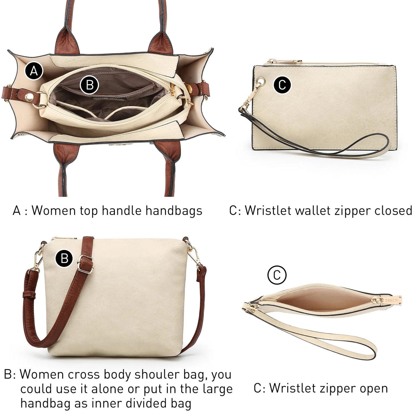 3Pcs Shoulder Tote Bag