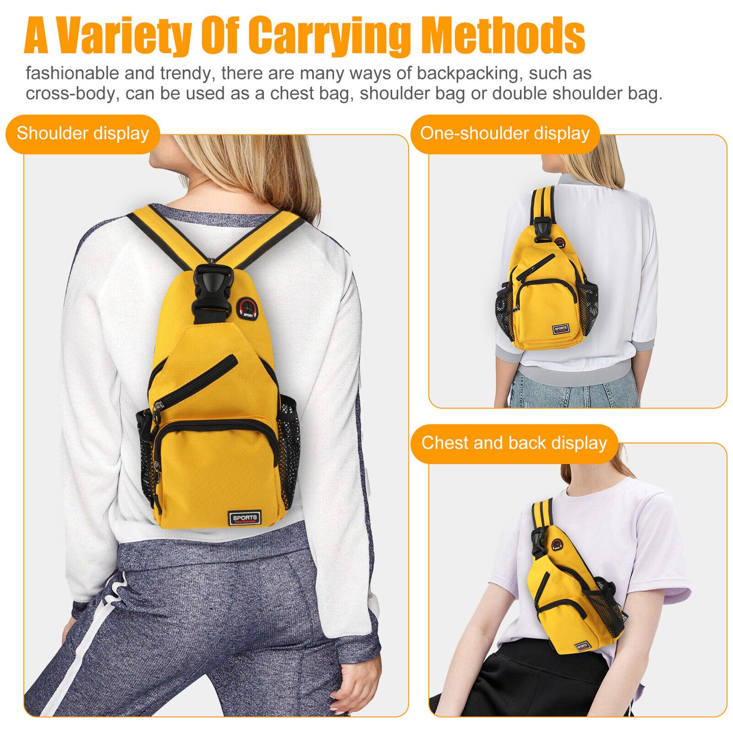 Women Waterproof Crossbody Bag Sling Shoulder Chest Pack Travel Sports Backpack
