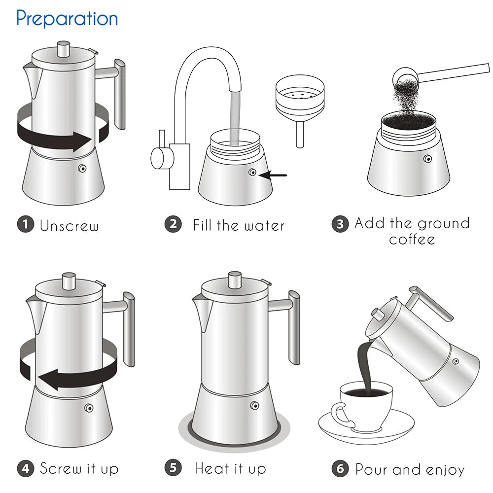 Diego 12 Cup Stovetop Espresso Coffee Maker Stainless Steel Italian Moka Pot, 17.5 Oz
