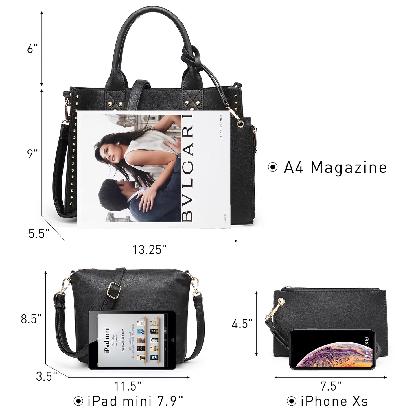 3Pcs Shoulder Tote Bag for Ladies