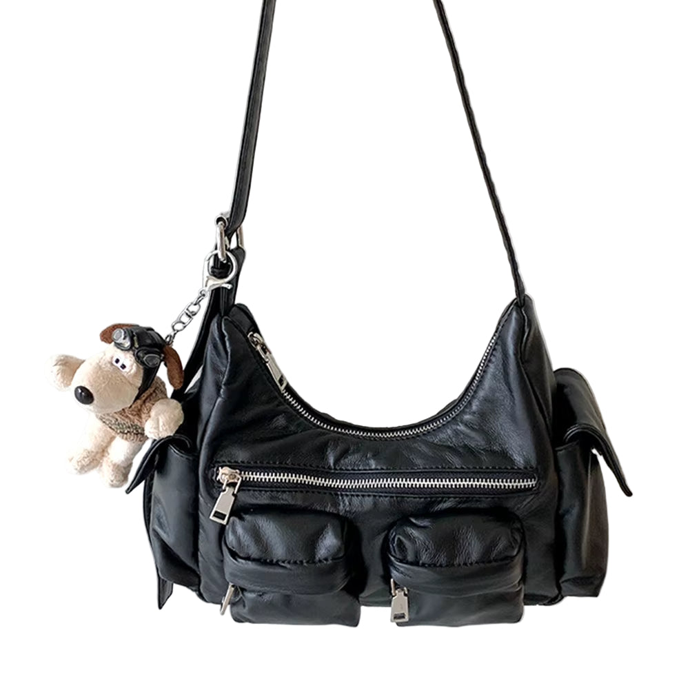 Multi-Pocket Vintage Tote Casual Soft Leather Shoulder Bag