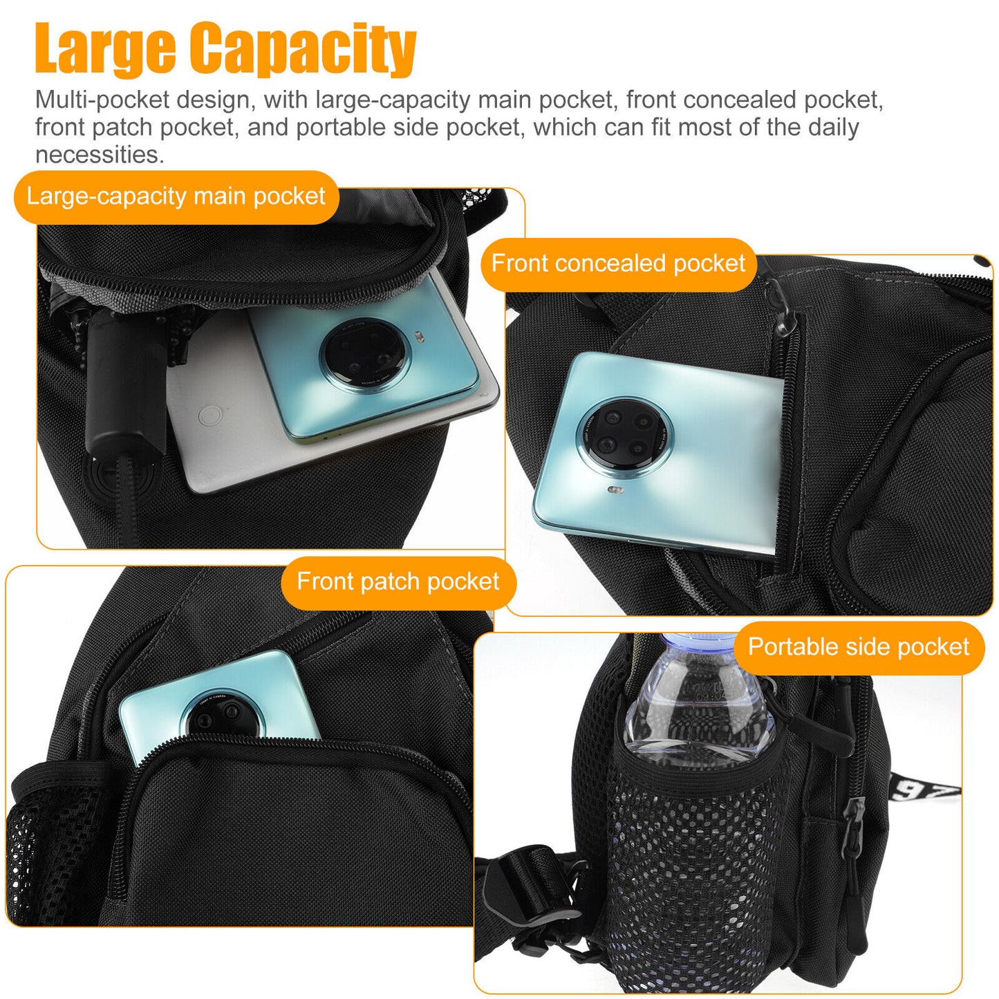 Women Waterproof Crossbody Bag Sling Shoulder Chest Pack Travel Sports Backpack