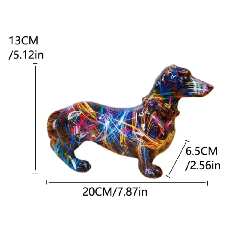 Colorful Standing French Bulldog Resin Statue Decoration, Graffiti Crafts.