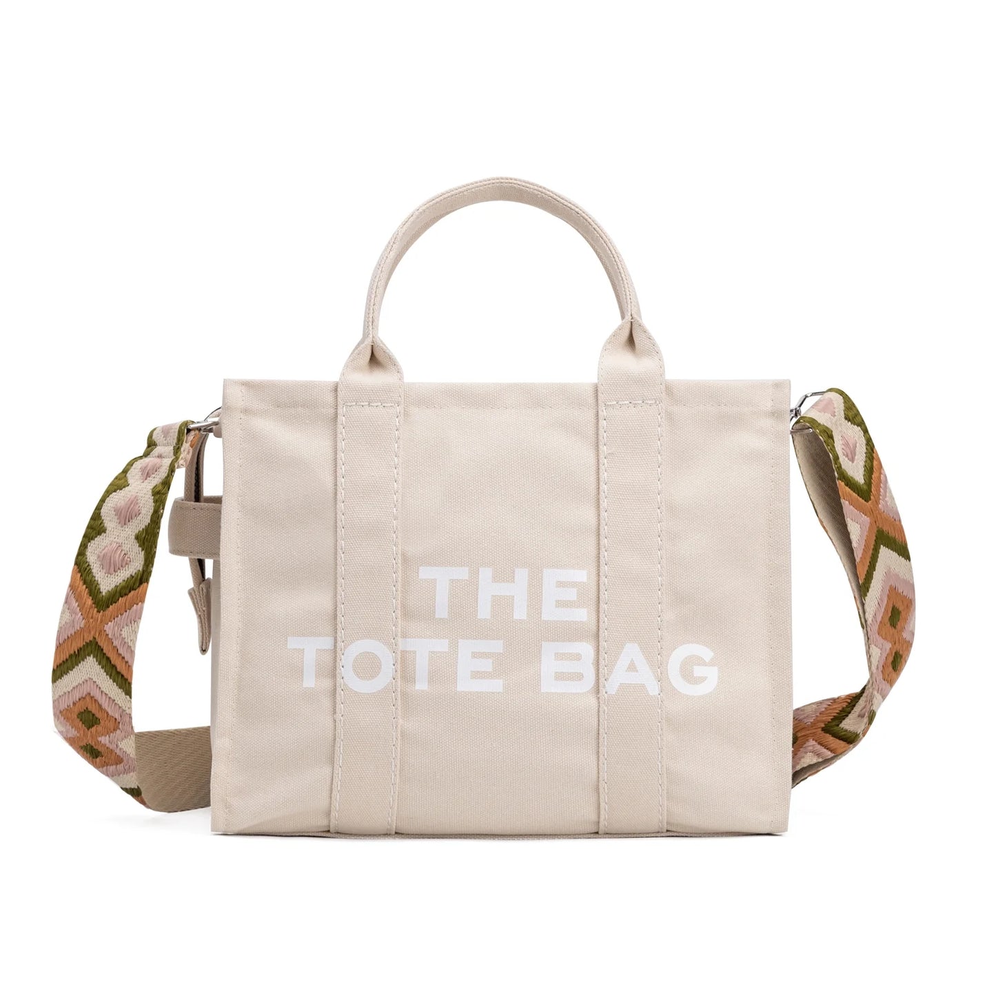 Canvas Tote Bag with Zipper, Crossbody Handbag