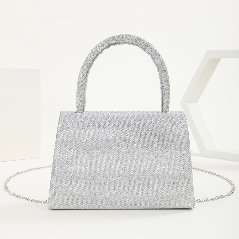 Mini Evening Bag Sequins Shoulder Clutch Handbag (Silver)