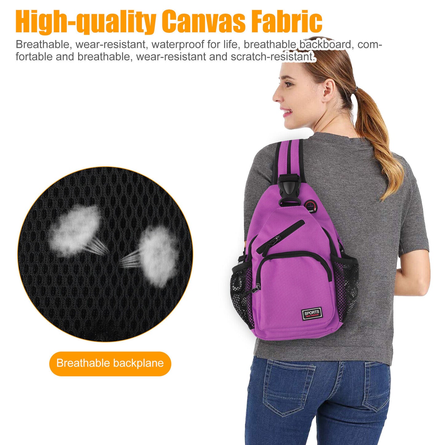 Women Waterproof Crossbody Bag Sling Shoulder Chest Pack Travel Sports Backpack