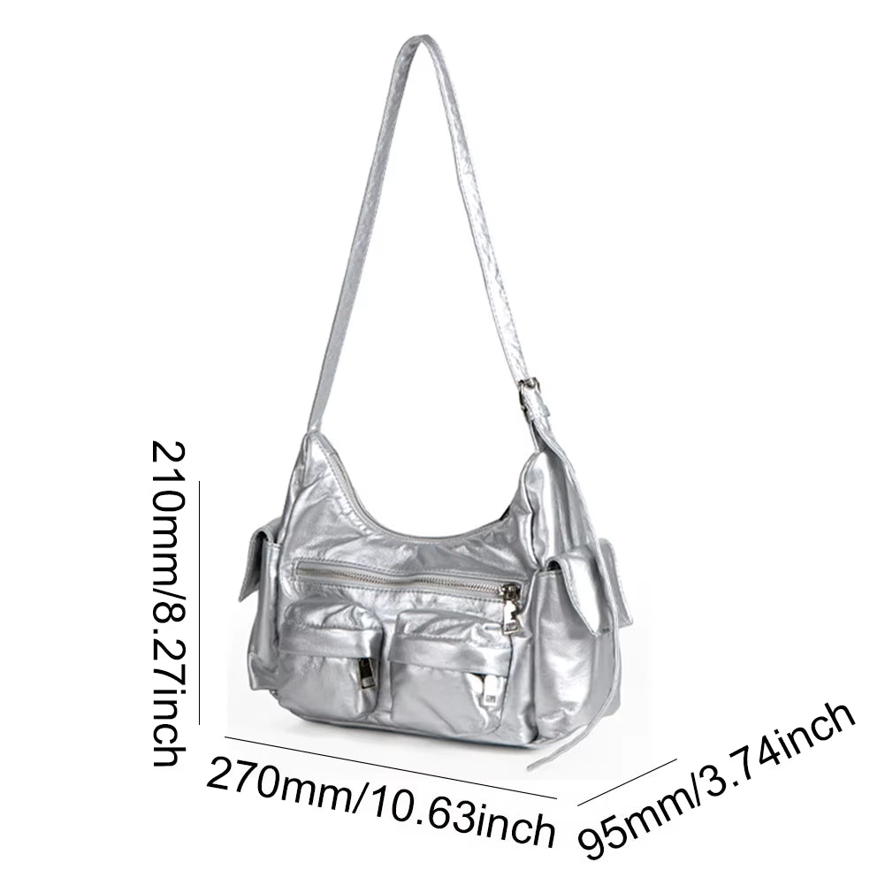 Multi-Pocket Vintage Tote Casual Soft Leather Shoulder Bag