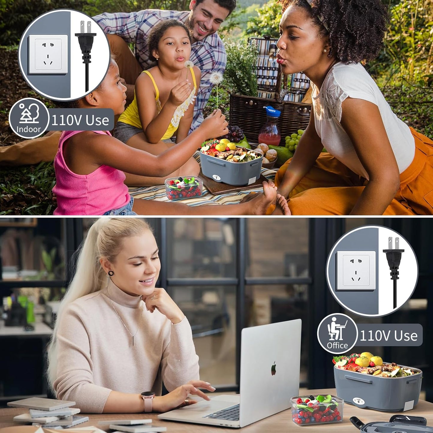 Electric Lunch Box, 3 in 1 Heated, Portable with 1.5L Removable Stainless Steel