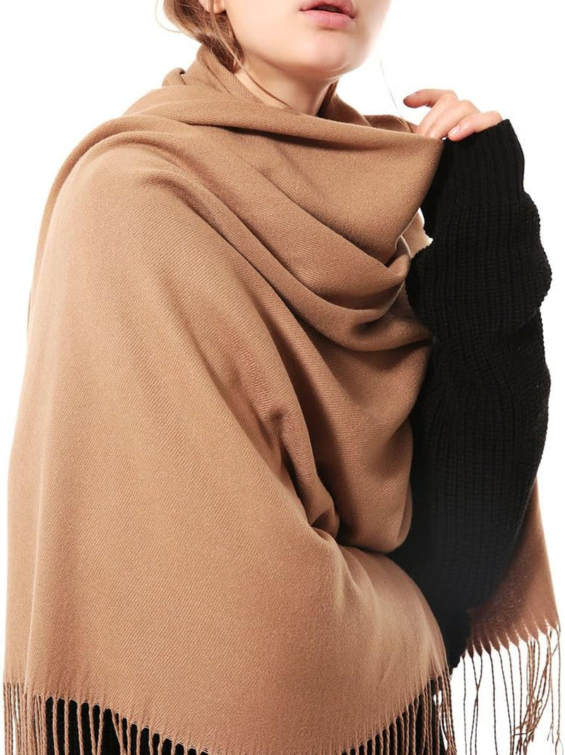 Womens Thick Soft Pashmina Shawl Wrap Scarf Warm Solid Color