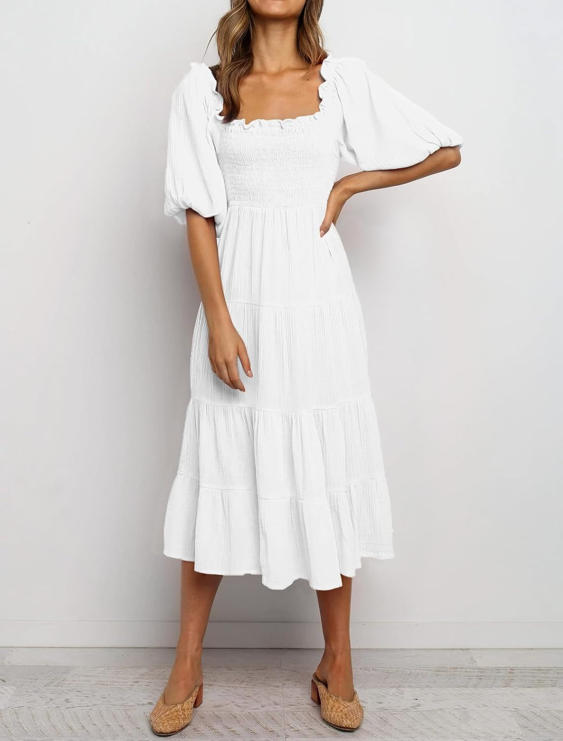 Summer off Shoulder A-Line Midi Dresses