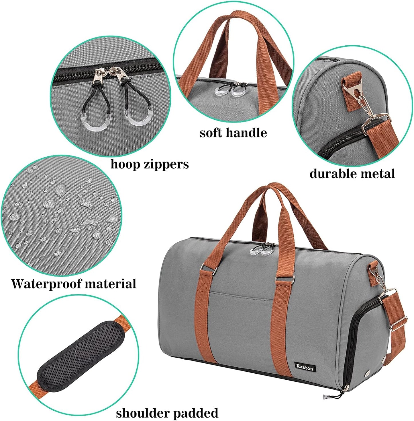 Travel Weekend Duffel Bag & Sports Gym bag w/shoe compartment & wet pocket.