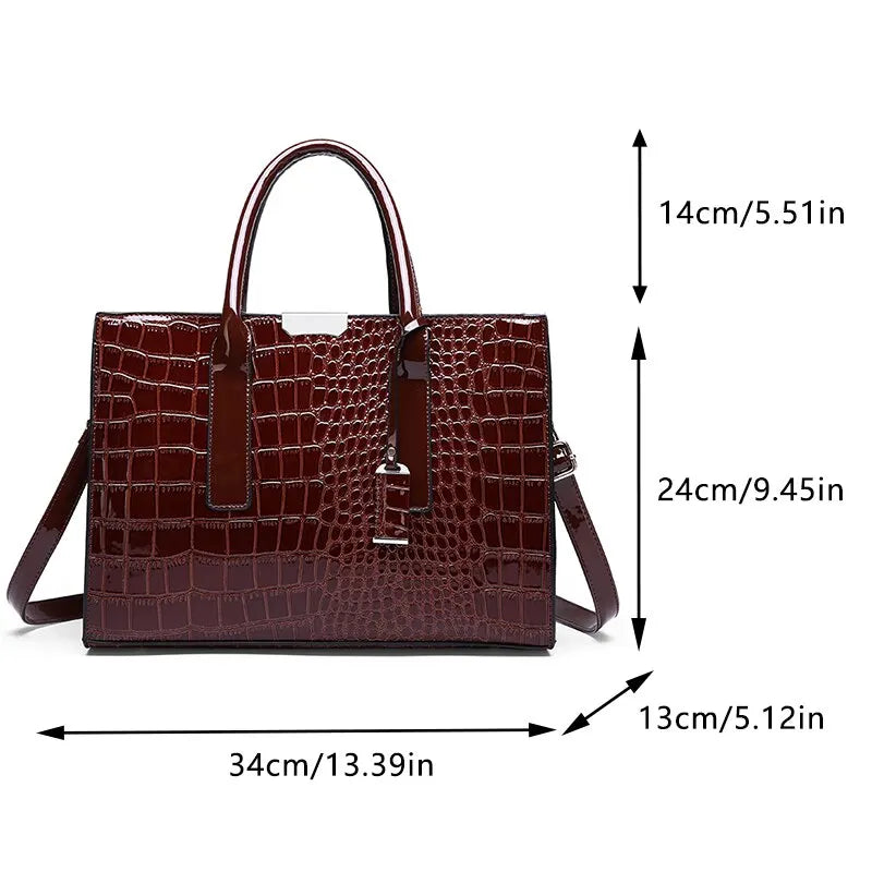 Crocodile Print Tote Handbag