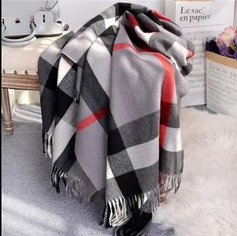 Luxury Winter British Classic Print Soft Cashmere Shawl Pashmina.