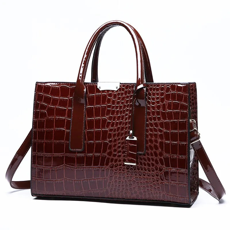 Crocodile Print Tote Handbag