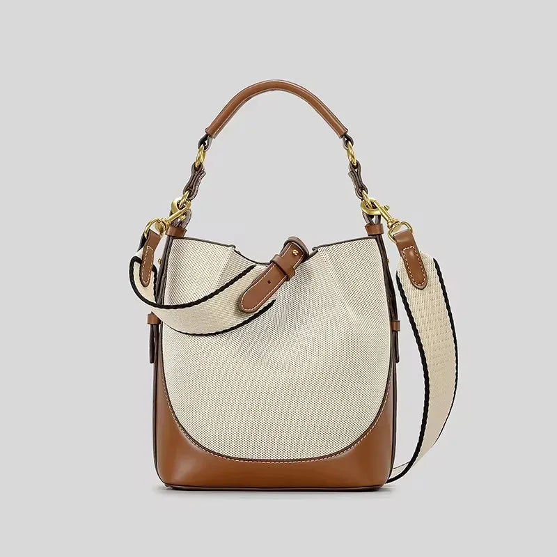 Luxury Canvas Leather Bucket Designer Crossbody Handbags.