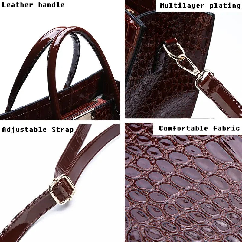 Crocodile Print Tote Handbag