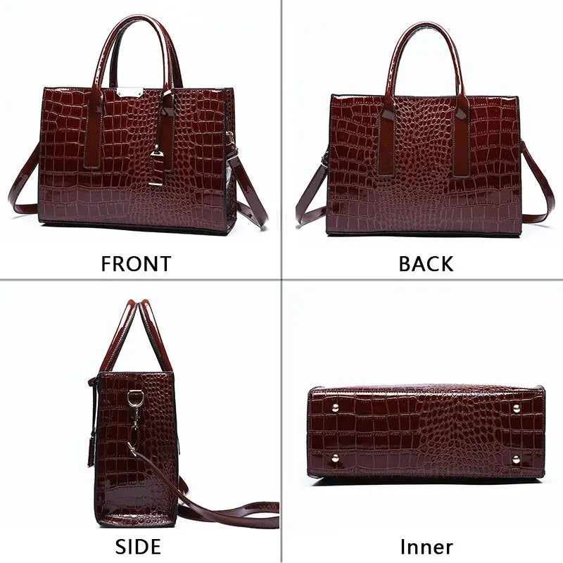 Crocodile Print Tote Handbag