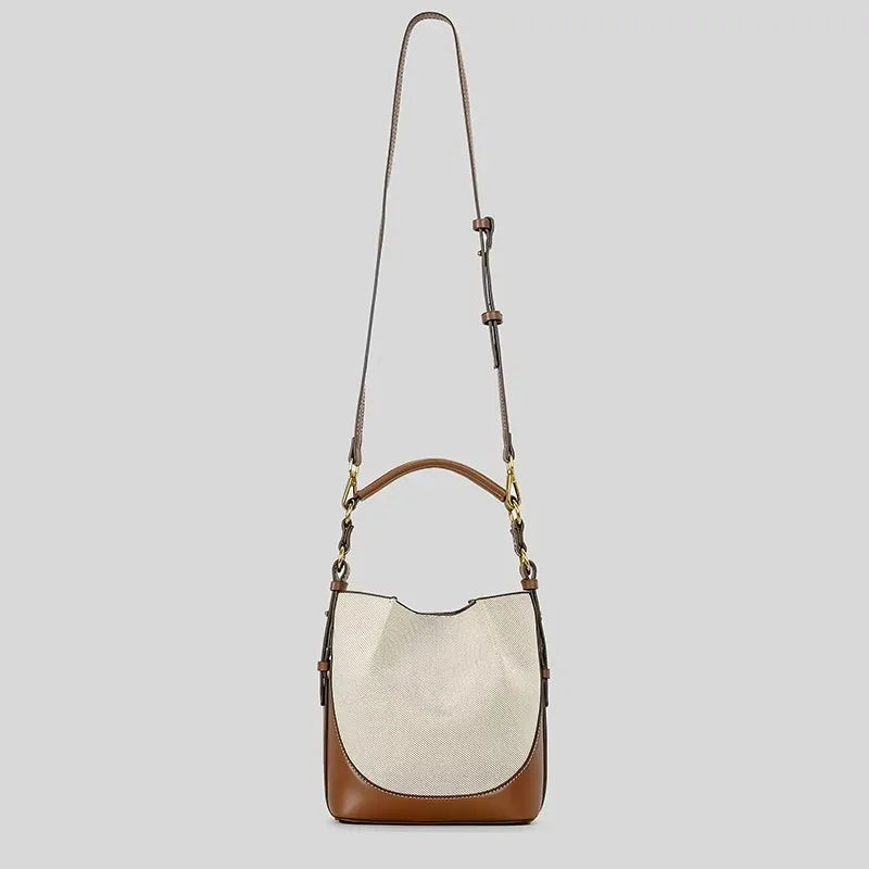 Luxury Canvas Leather Bucket Designer Crossbody Handbags.