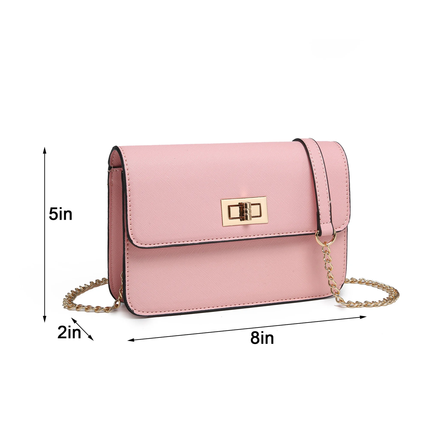 Turn Lock Crossbody Bag with Chain Strap