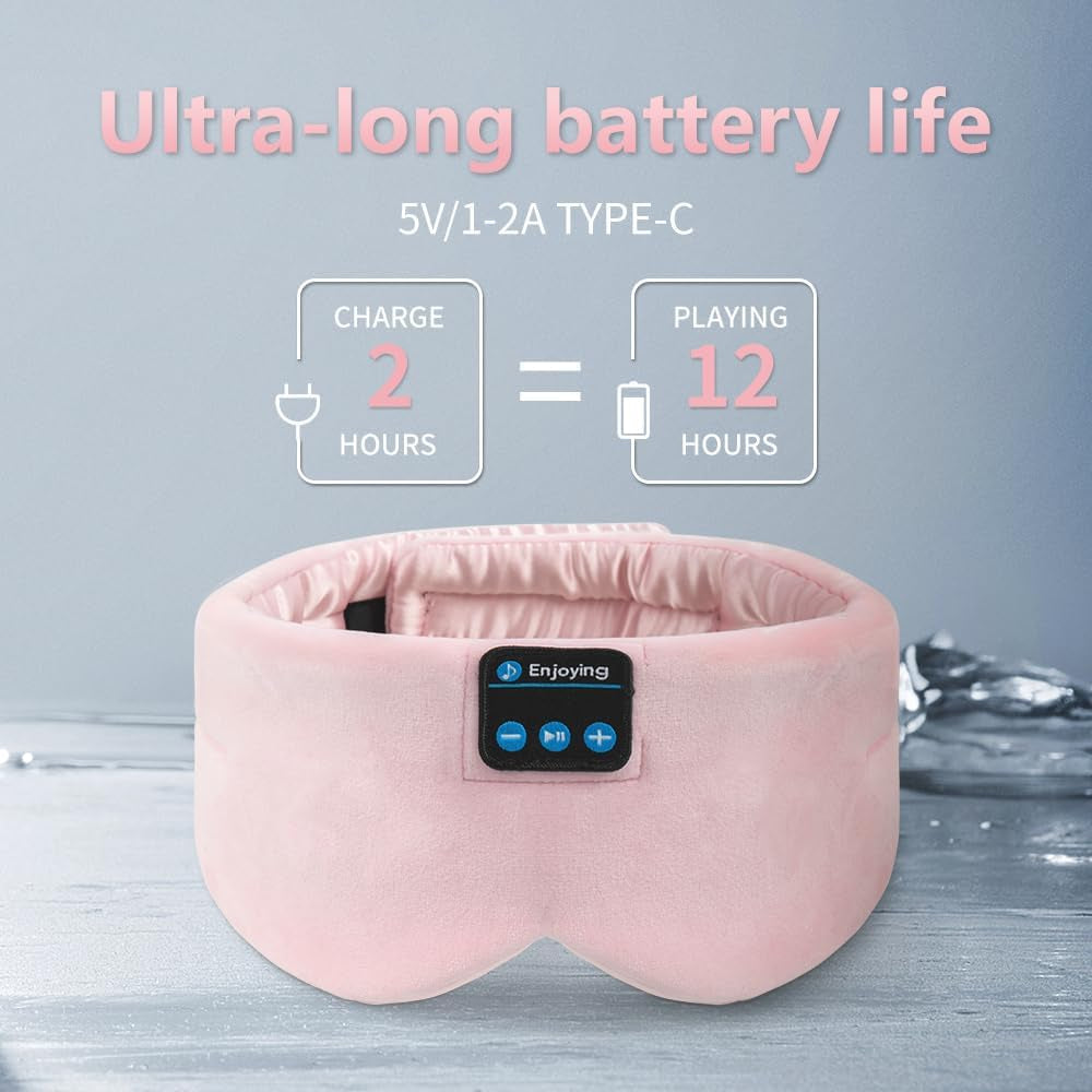Soft Sleep Eye Mask Bluetooth Headband Wireless Headphones, Adjustable Sleep Mask for Sleeping Meditation Insomnia