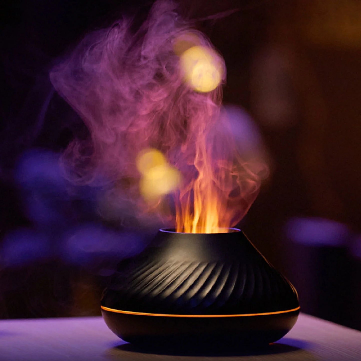 Flame Air Diffuser, 130ML Essential Oil Flame Diffuser Humidifier with Fire LED Light, No Water Auto off Protection