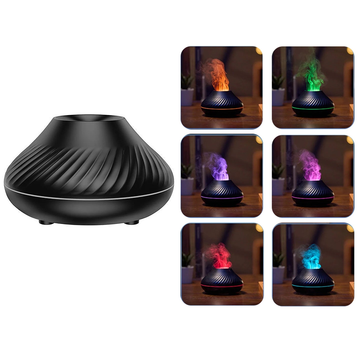 Flame Air Diffuser, 130ML Essential Oil Flame Diffuser Humidifier with Fire LED Light, No Water Auto off Protection