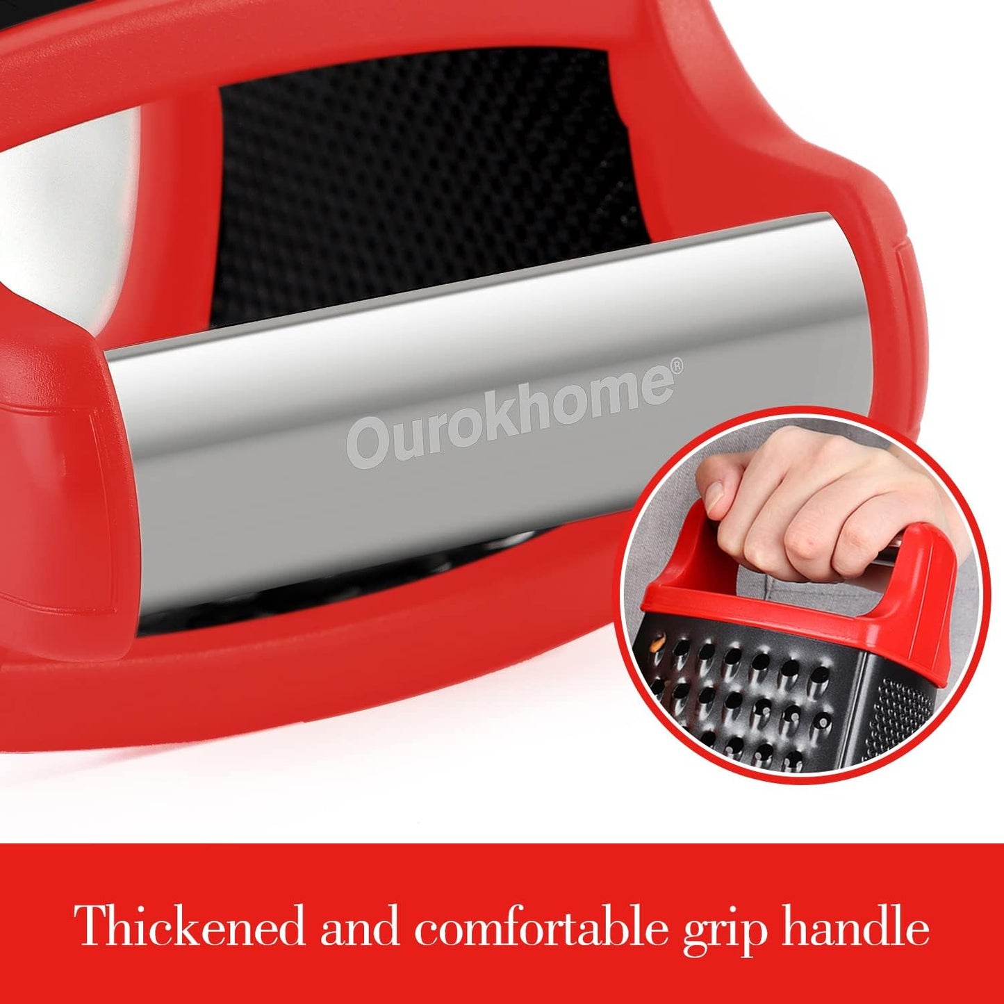 Cheese Grater with Handle, Stainless Steel Box Grater, 4 Side Vegetable Shredder Slice.