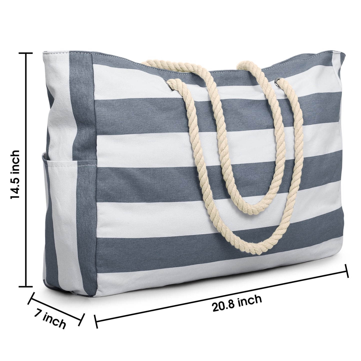 Large Beach Tote Bag with Zipper Waterproof Travel Beach Essential