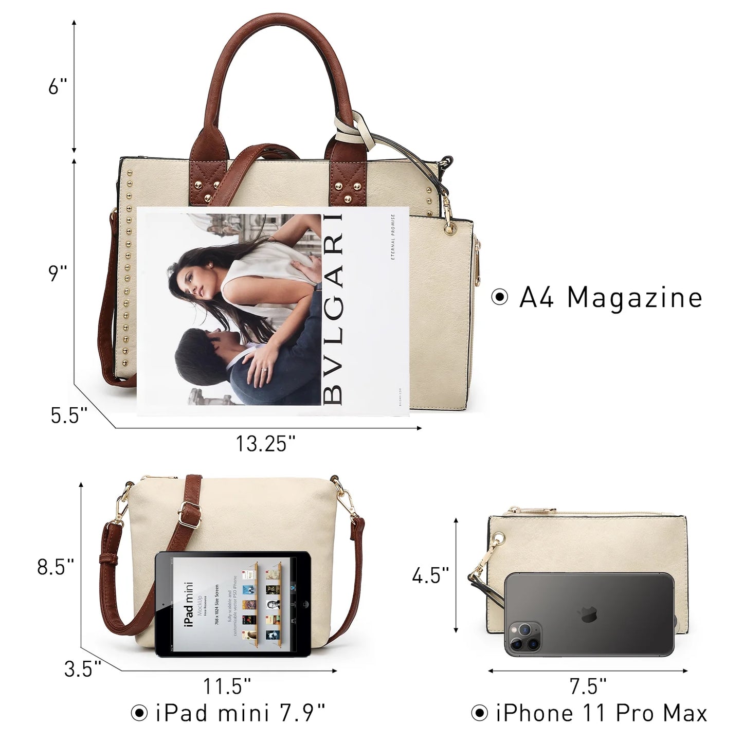 3Pcs Shoulder Tote Bag
