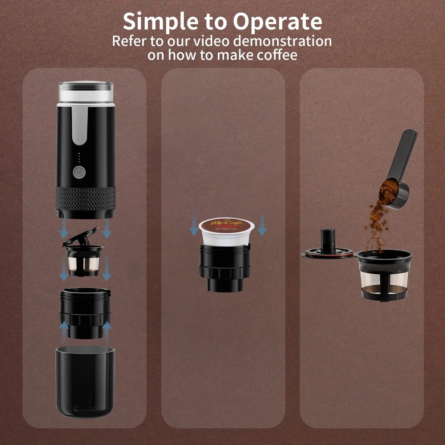 Electric Capsule Ground Coffee Brewer - Portable Coffee Machine.