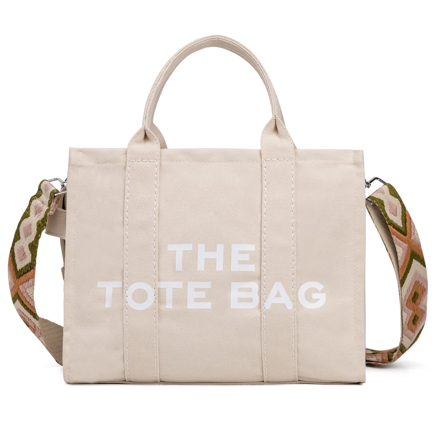 Canvas Tote Bag with Zipper, Crossbody Handbag
