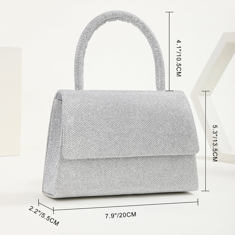 Mini Evening Bag Sequins Shoulder Clutch Handbag (Silver)