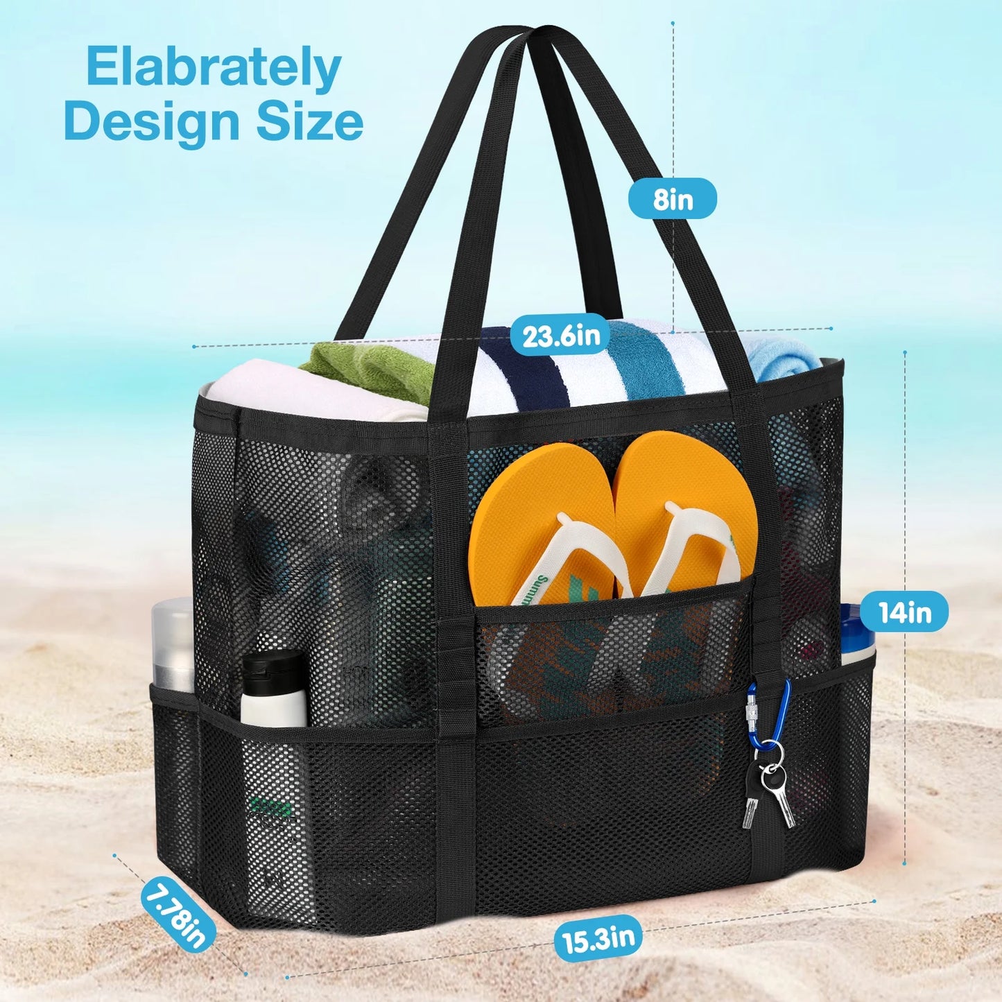 Mesh Beach Bag Rope Handles