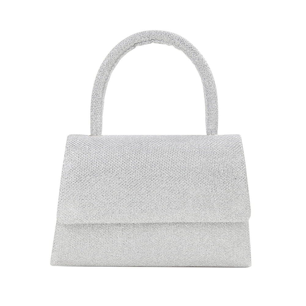 Mini Evening Bag Sequins Shoulder Clutch Handbag (Silver)