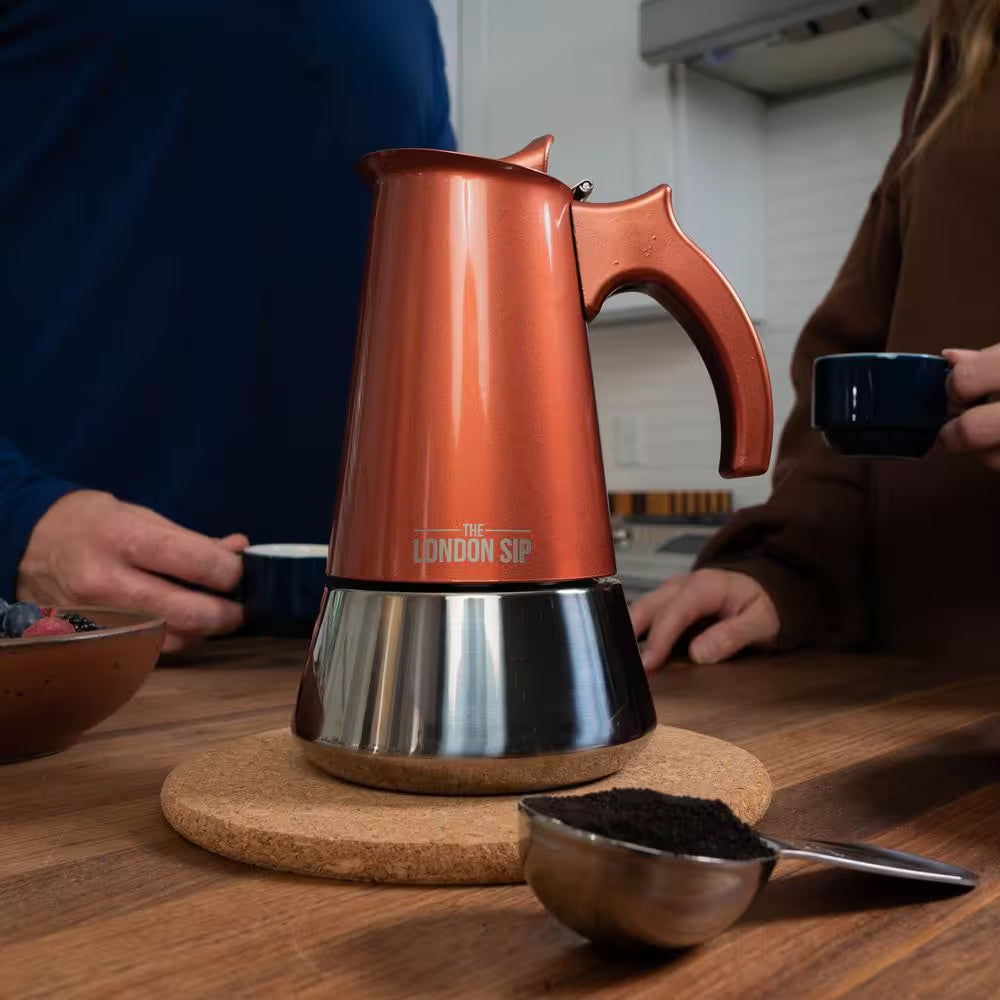 London Sip Stovetop Espresso Maker, Copper, 6-Cup