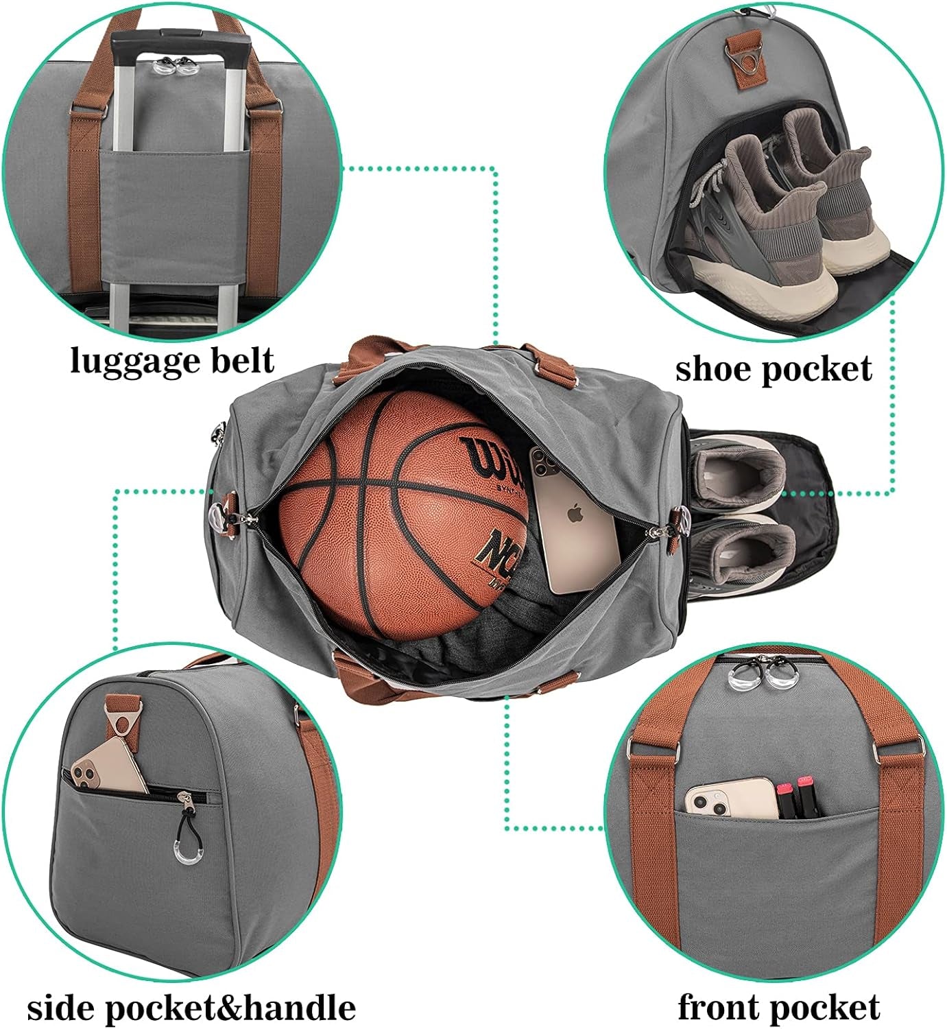 Travel Weekend Duffel Bag & Sports Gym bag w/shoe compartment & wet pocket.