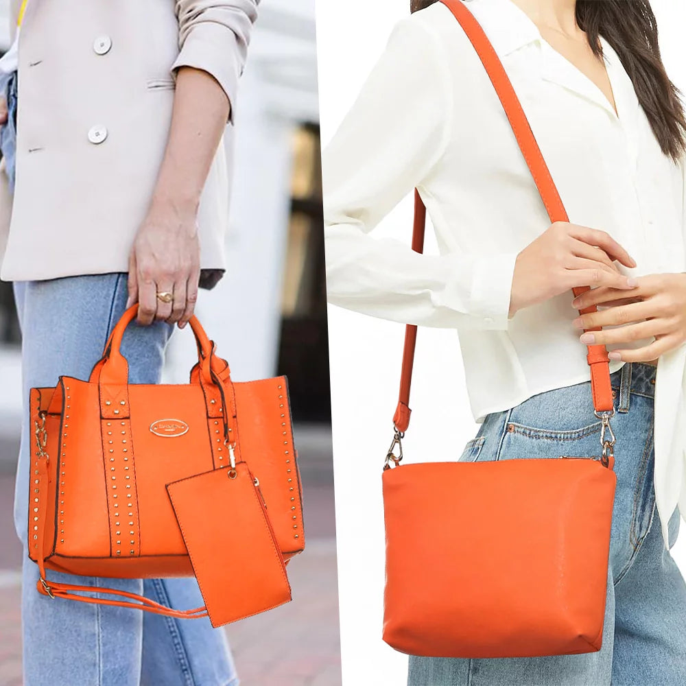 Women'S 3Pcs Handbag, Satchel Hobo Bag