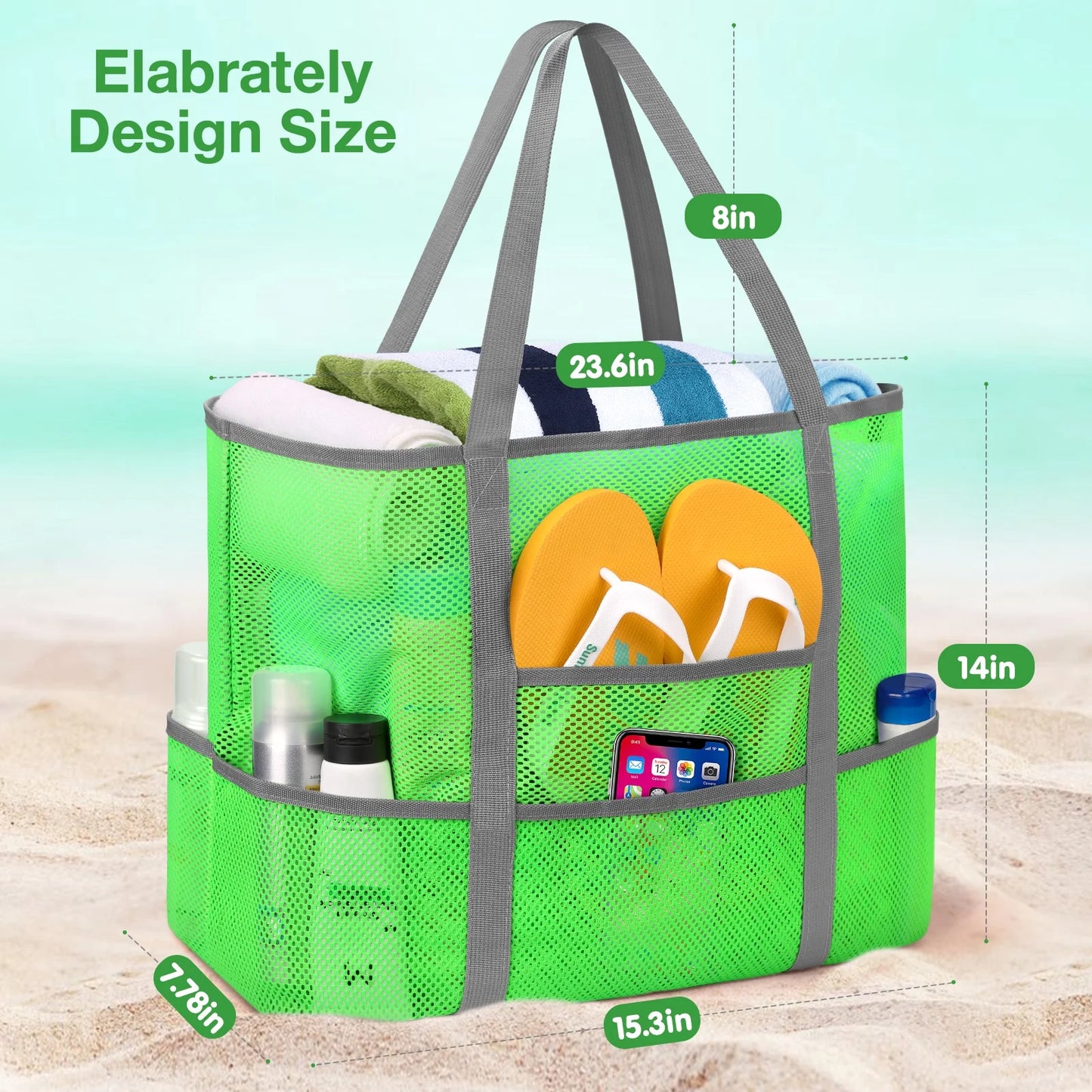 Mesh Beach Bag Rope Handles
