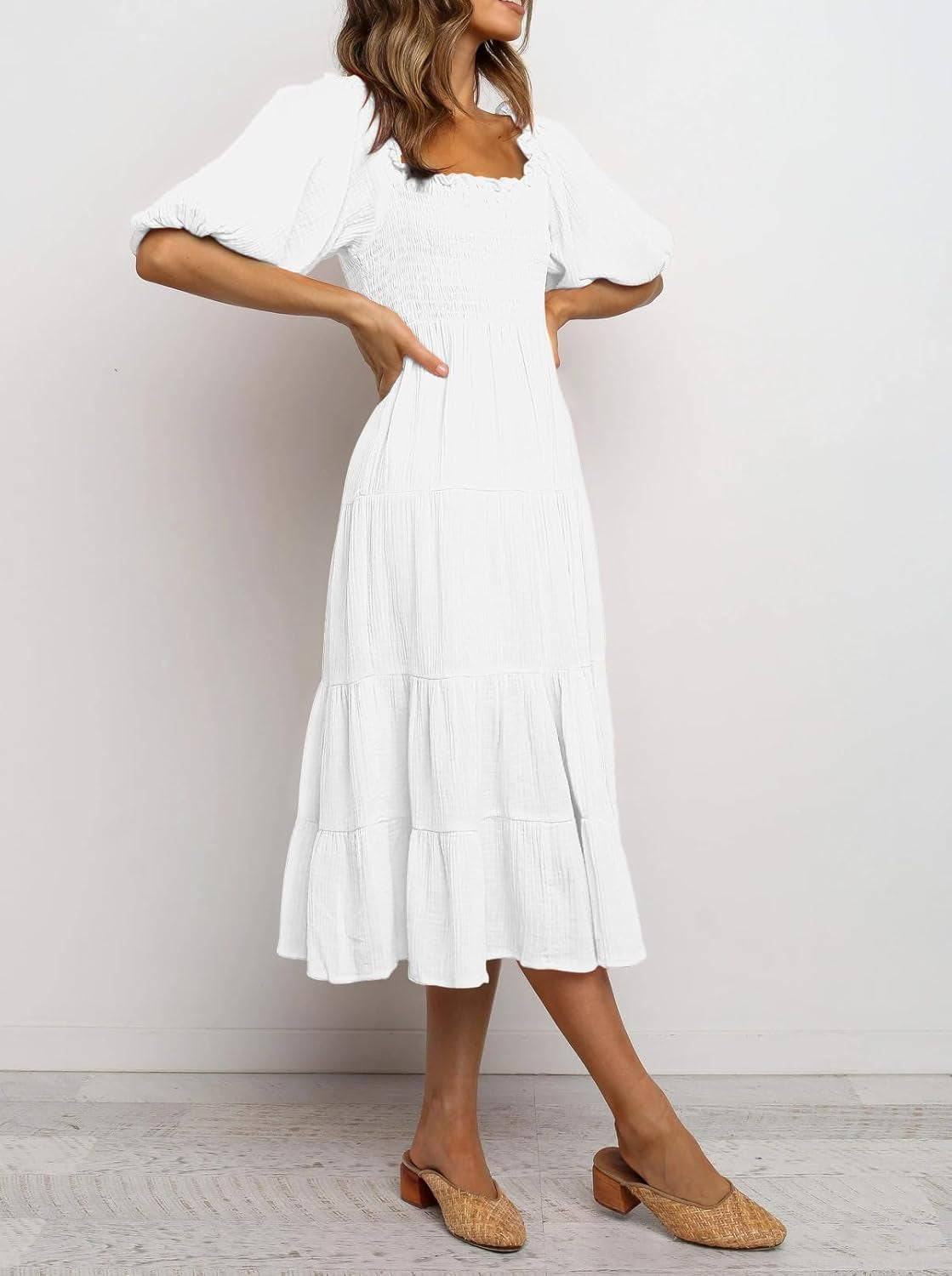 Summer off Shoulder A-Line Midi Dresses