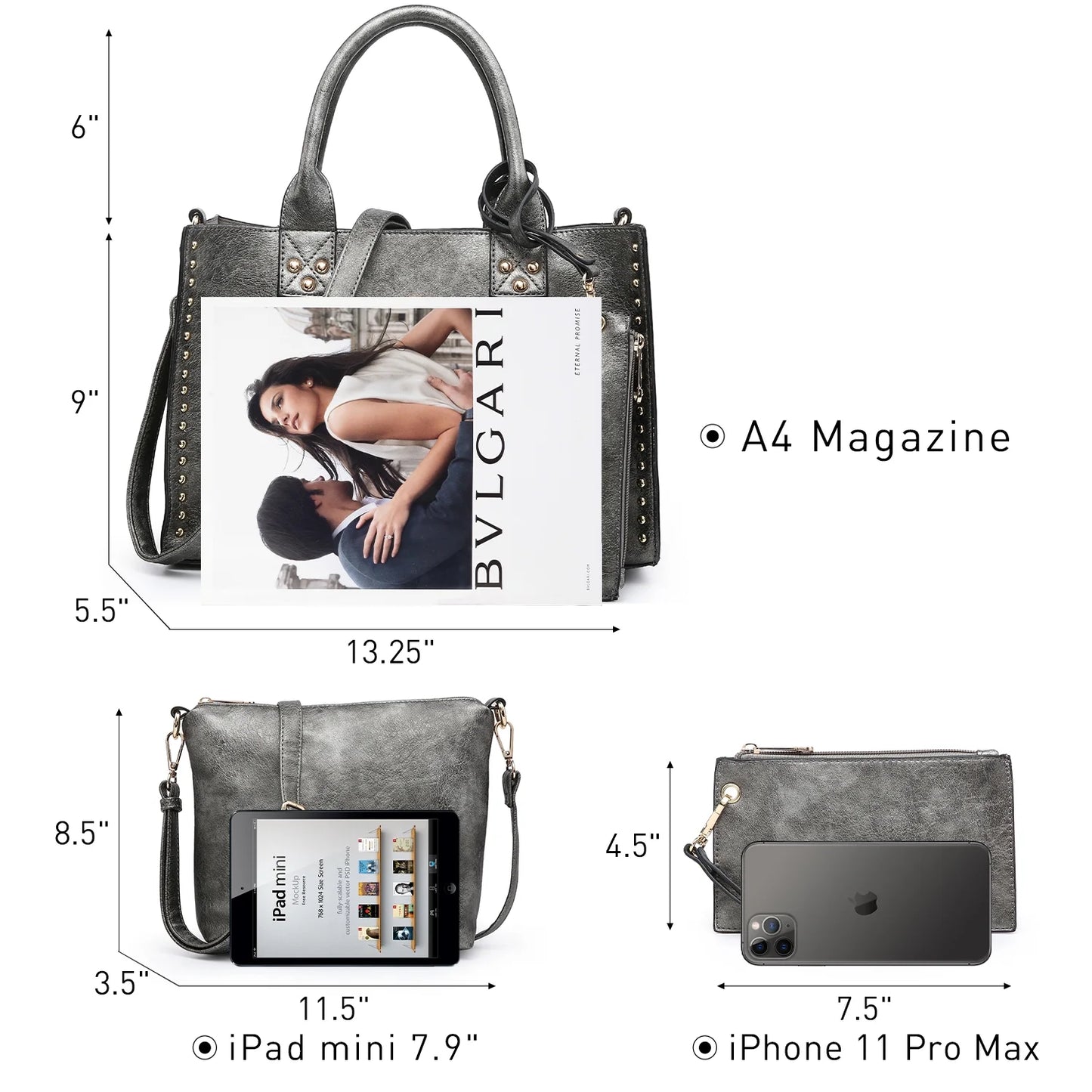 3Pcs Shoulder Tote Bag for Ladies