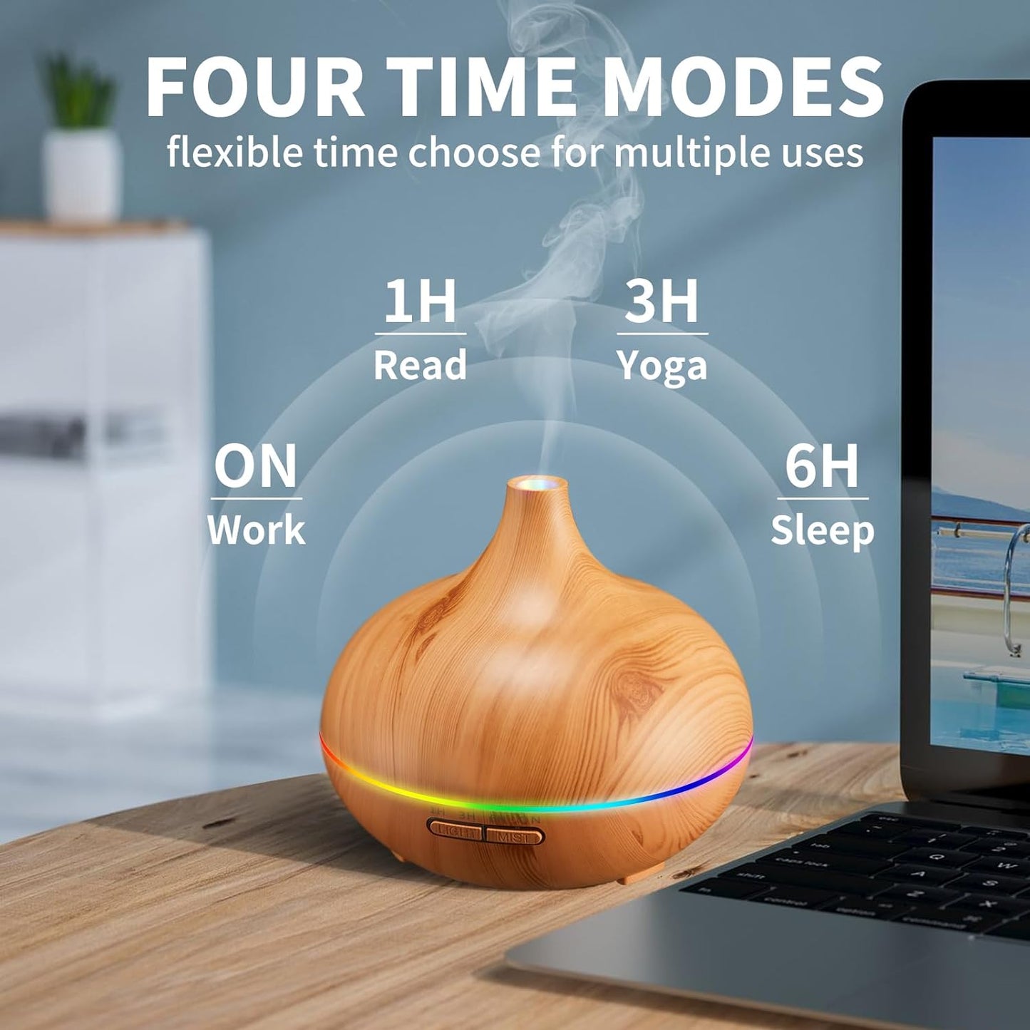 Aroma Diffusers for Large Rooms with 10 Essential Oil. Cool Mist Humidifier Vaporizer