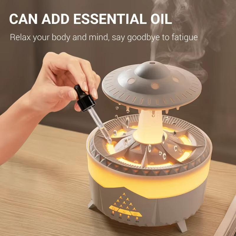 Diffuser Mushroom Air Humidifier with Rain Lamp & remote.