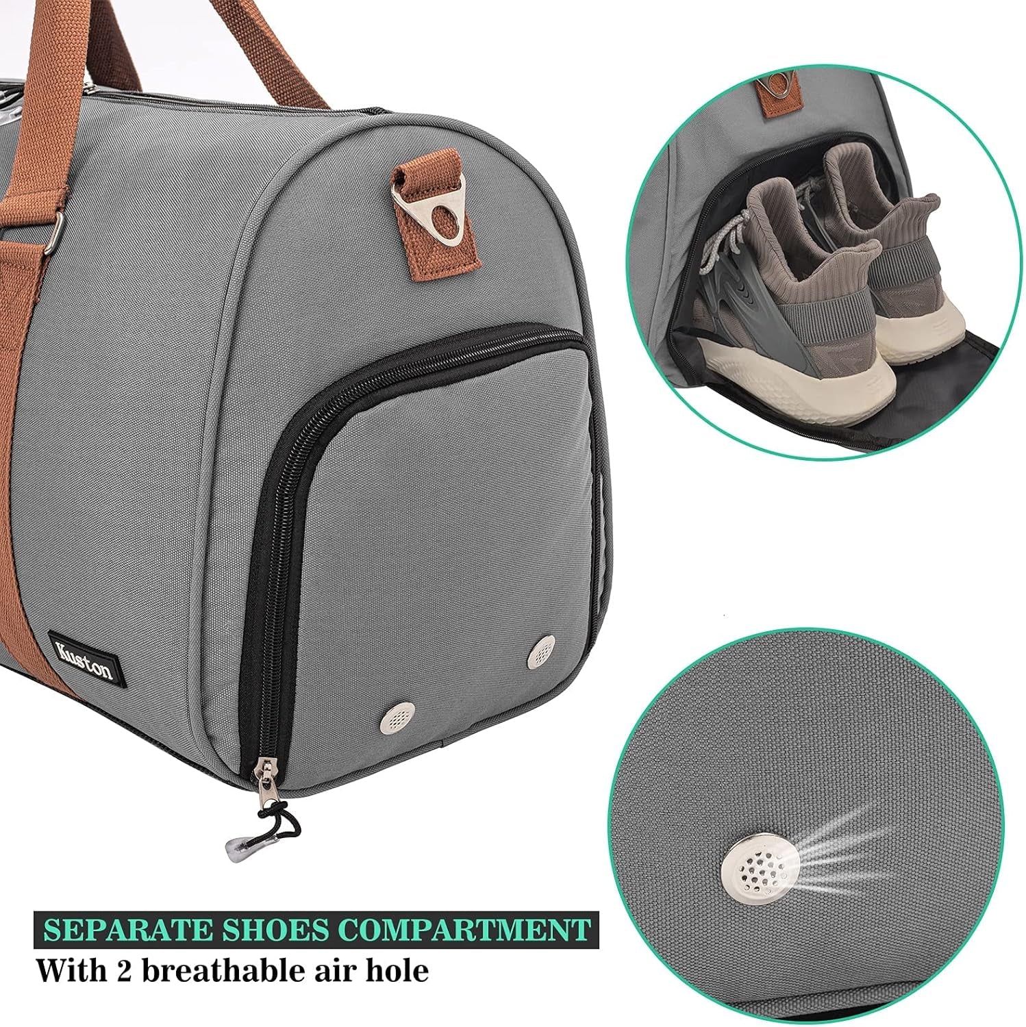 Travel Weekend Duffel Bag & Sports Gym bag w/shoe compartment & wet pocket. 