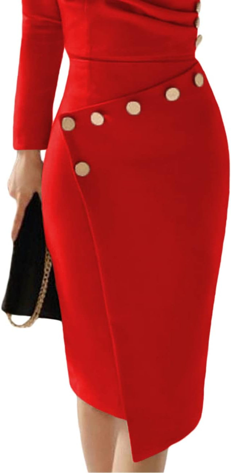 Deep V Neck Cocktail Party Pencil Midi Dress