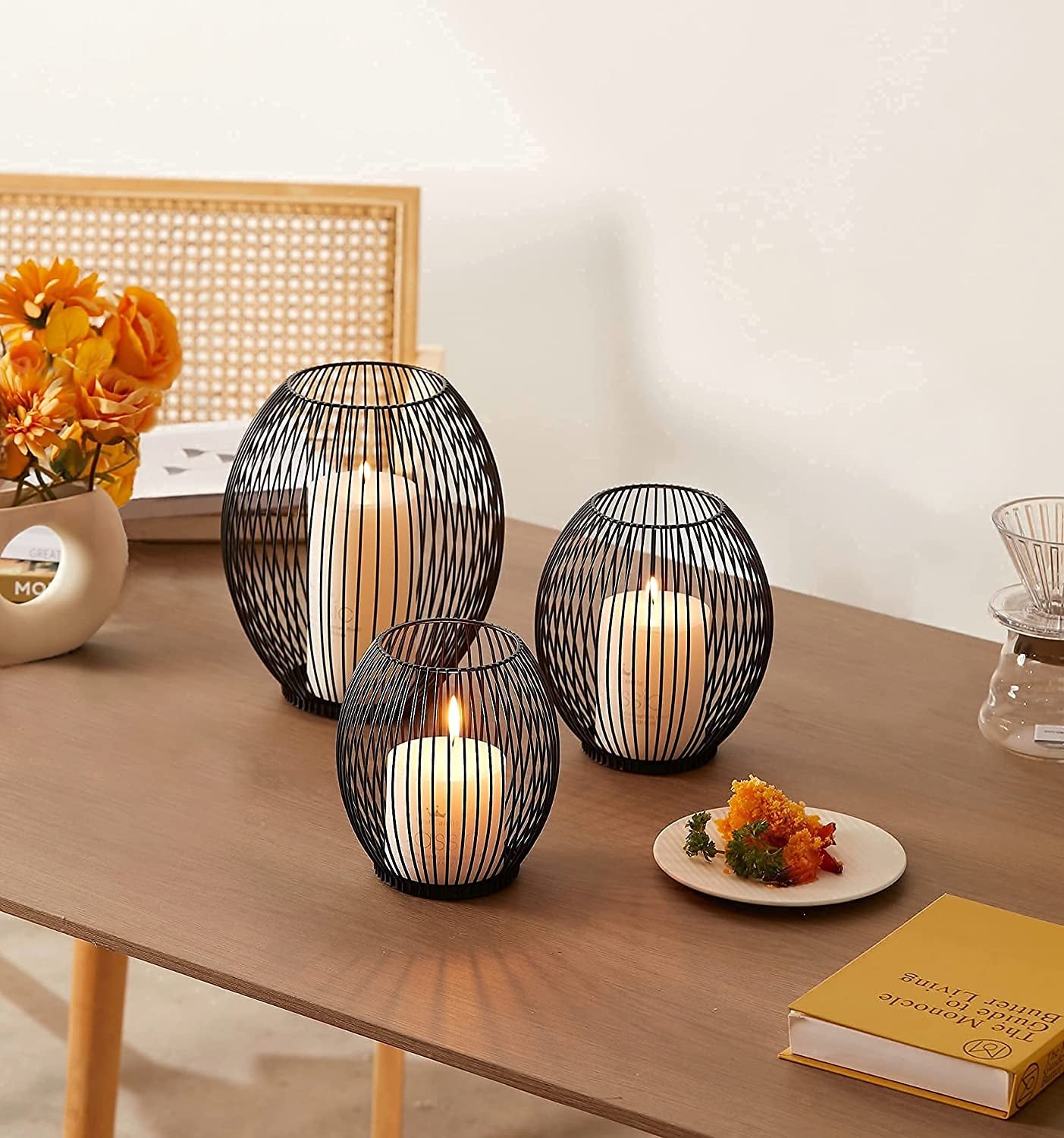  Black Wire Outdoor Decorative Candle Holders Set