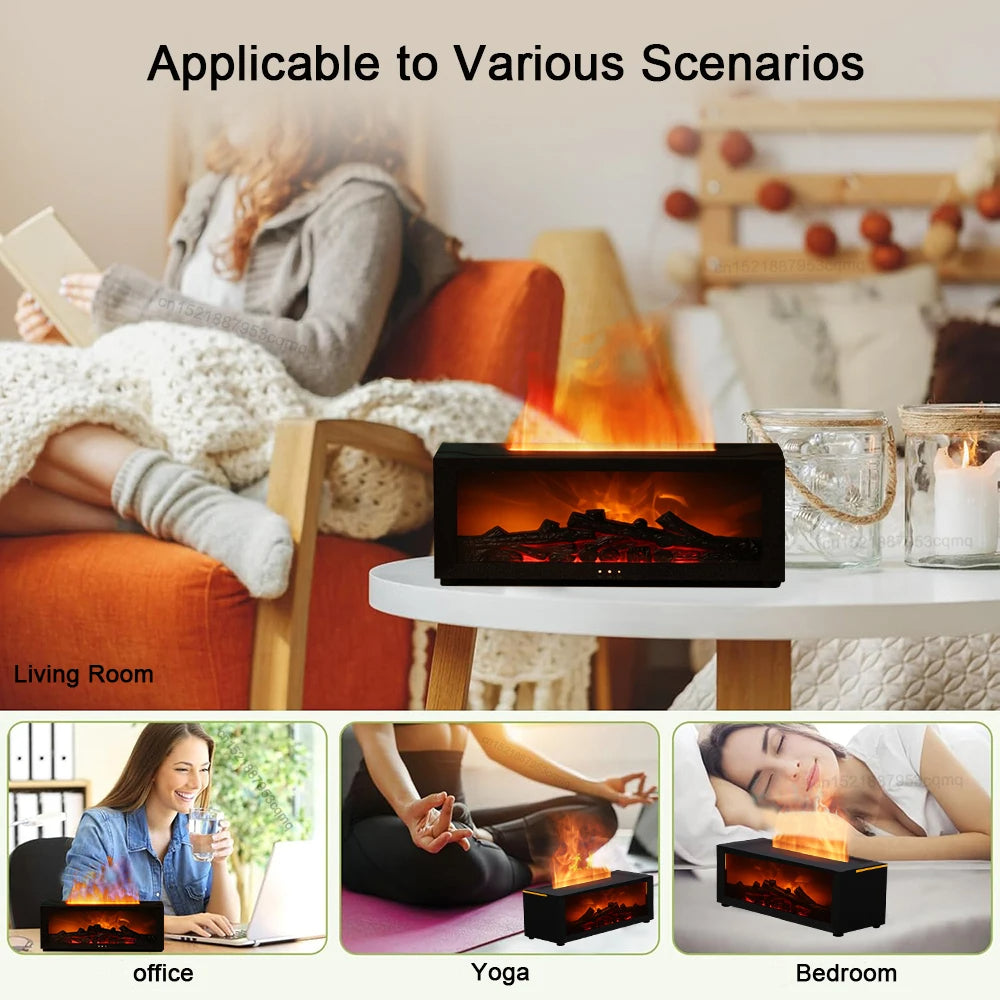 New Flame Aromatherapy Machine Colorful Essential Oil Diffuser Flame Humidifier 3D Flame Fireplace Machine